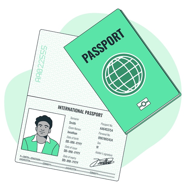 Vector gratuito ilustración del concepto de pasaporte internacional