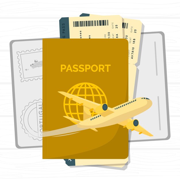 Ilustración del concepto de pasaporte de viaje