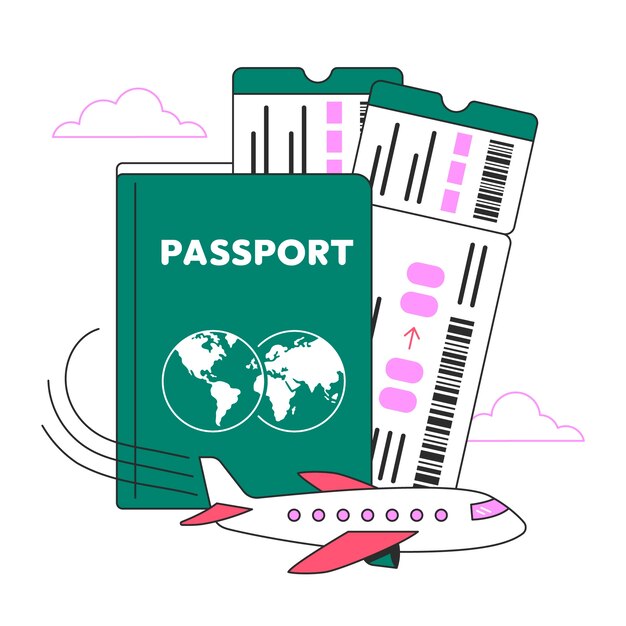 Ilustración del concepto de pasaporte de viaje