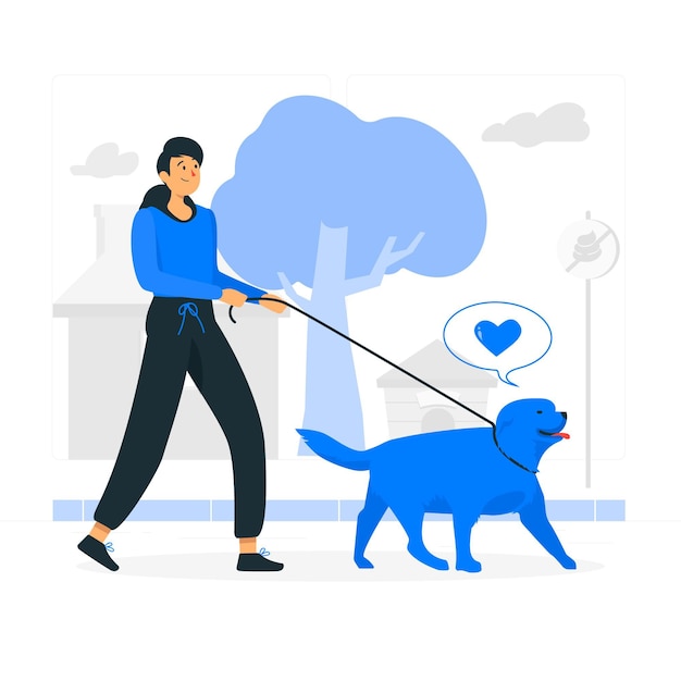 Ilustración de concepto de pasear al perro