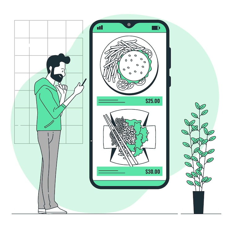 Vector gratuito ilustración del concepto de pedido de comida