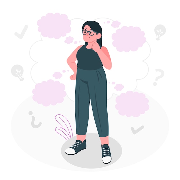 Vector gratuito ilustración de concepto de pensamiento de mujer