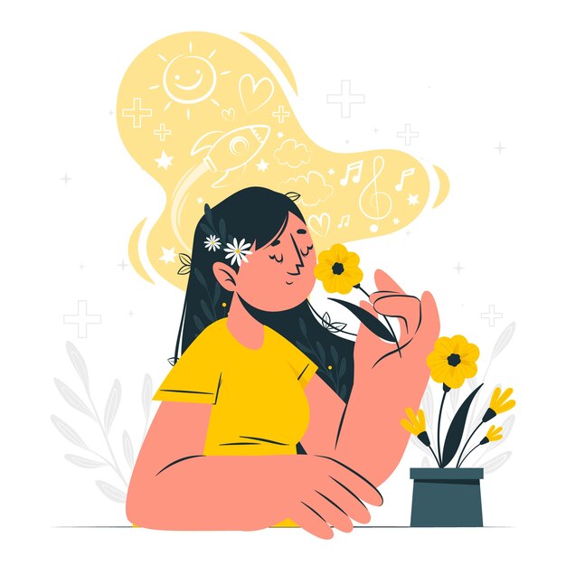 Ilustración del concepto de pensamiento positivo