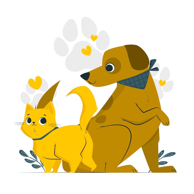 Vector gratuito ilustración del concepto de perro y gato