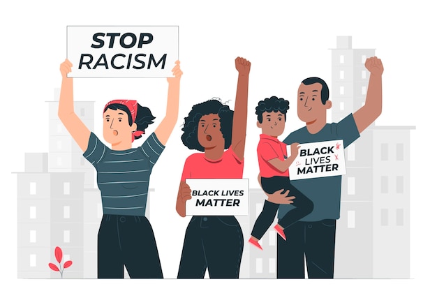 Vector gratuito ilustración del concepto de personas protestando contra el racismo