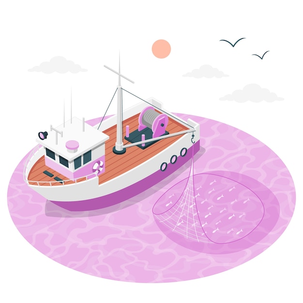 Vector gratuito ilustración del concepto de pesca de arrastre
