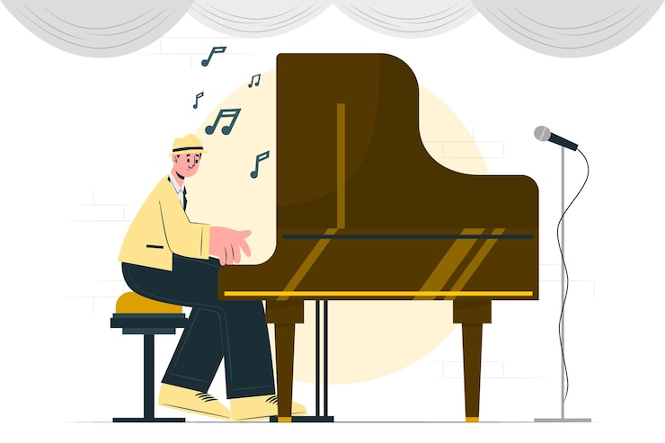 Vector gratuito ilustración del concepto de piano de jazz