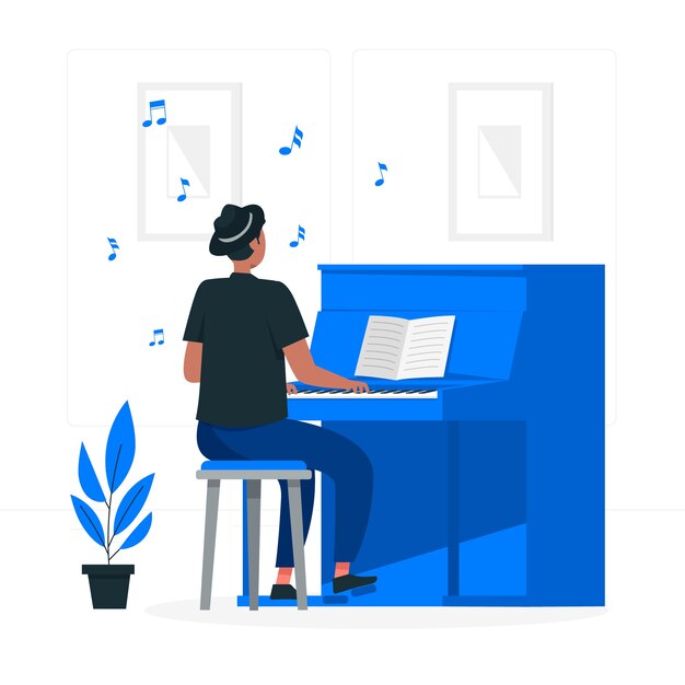 Ilustración del concepto de piano de jazz