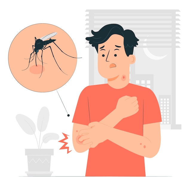 Ilustración del concepto de picadura de mosquito