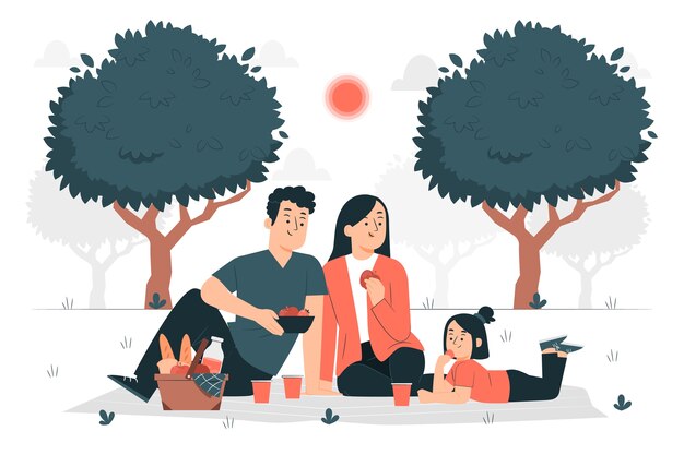 Ilustración del concepto de picnic familiar