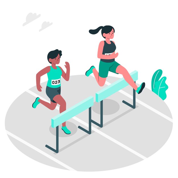 Ilustración del concepto de pista y campo