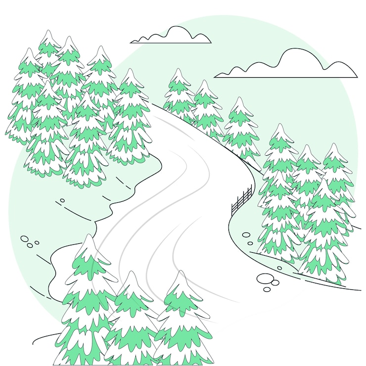 Vector gratuito ilustración de concepto de pista de esquí de diseño plano