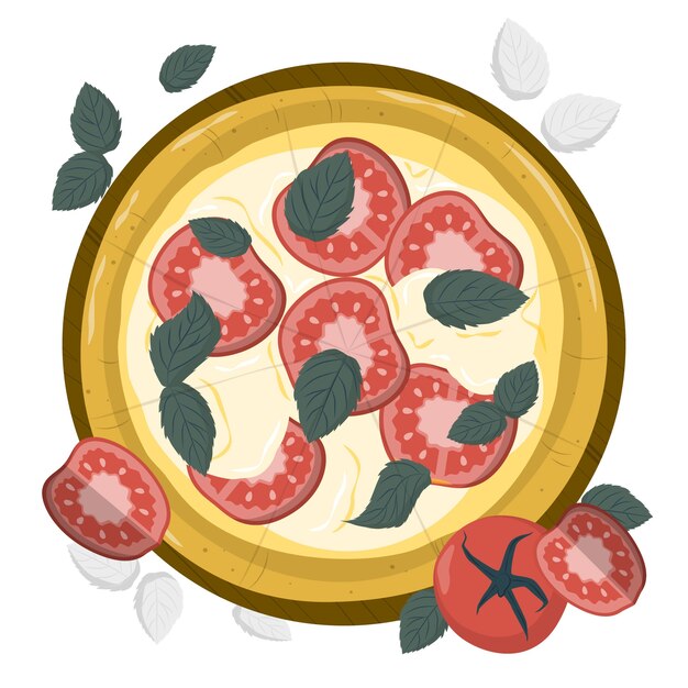 Ilustración del concepto de pizza Caprese
