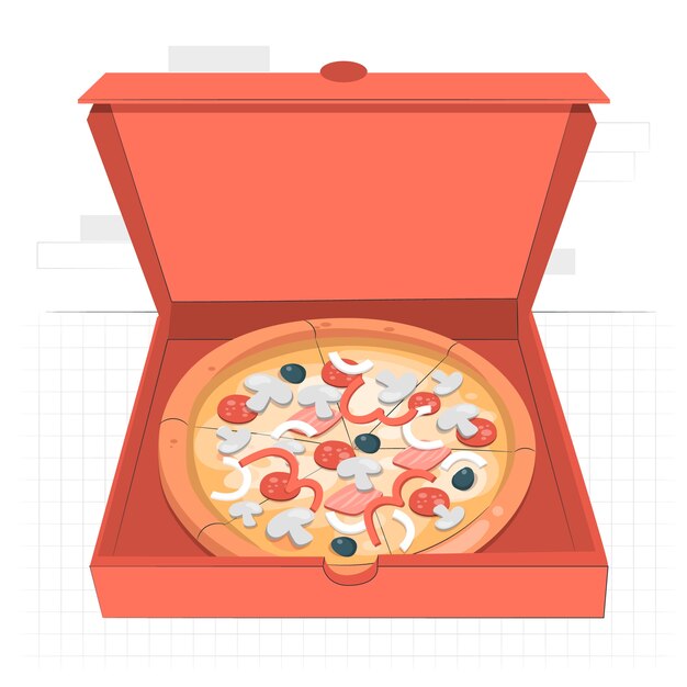 Ilustración de concepto de pizza caprichosa