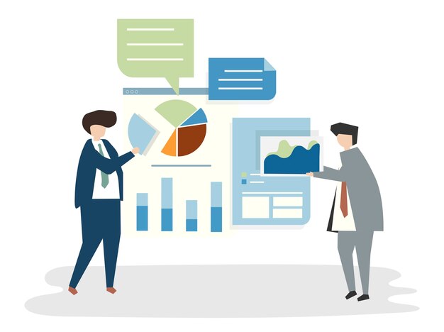 Ilustración del concepto de plan de negocios de personas avatar