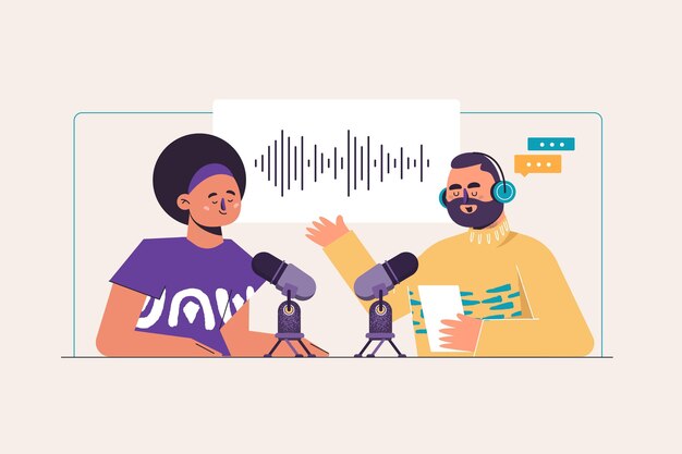Ilustración del concepto de podcast