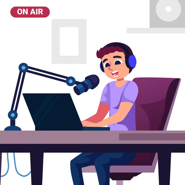Ilustración del concepto de podcast