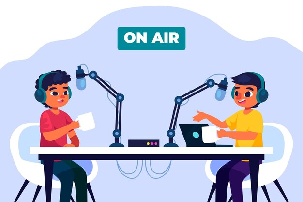 Ilustración del concepto de podcast