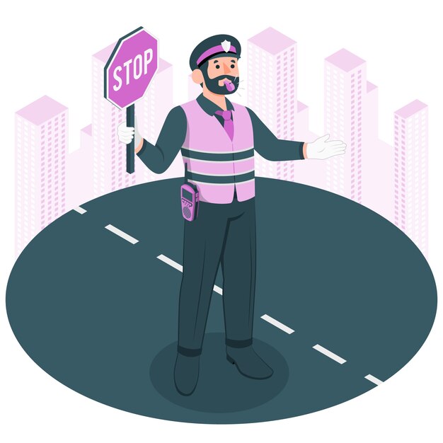 Ilustración del concepto de policía de tránsito