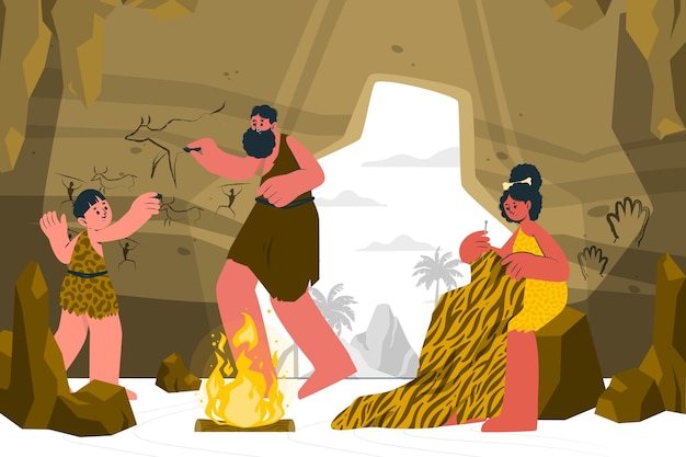 Vector gratuito ilustración del concepto de la prehistoria