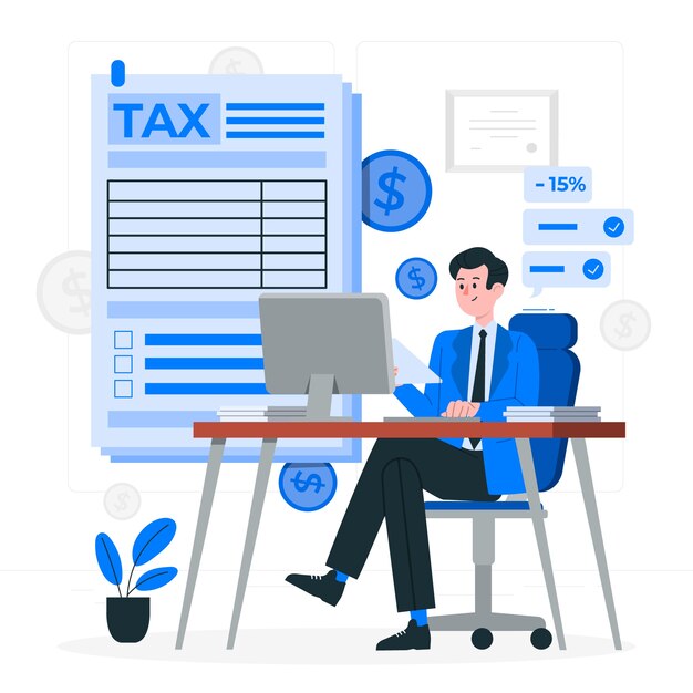 Ilustración del concepto de preparación de impuestos