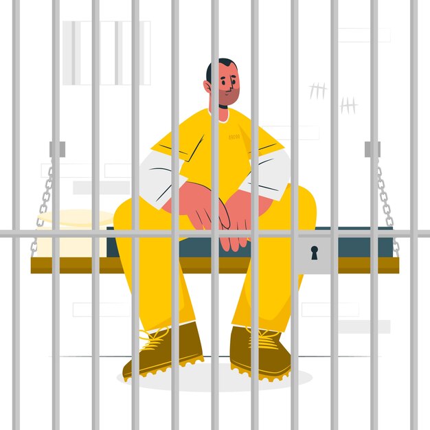Ilustración del concepto de preso en la cárcel