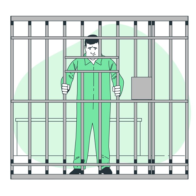 Ilustración del concepto de preso en la cárcel