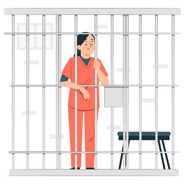 Ilustración del concepto de preso en la cárcel