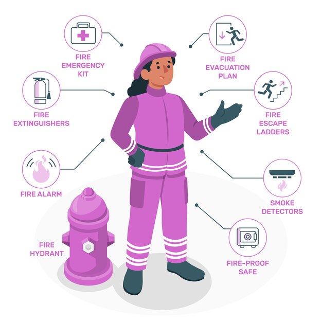 Ilustración del concepto de prevención de incendios