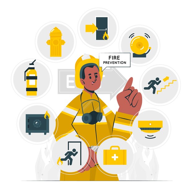 Ilustración del concepto de prevención de incendios
