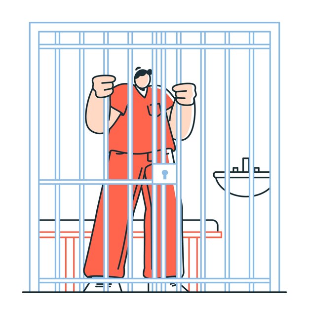 Ilustración del concepto de prisionero en la cárcel