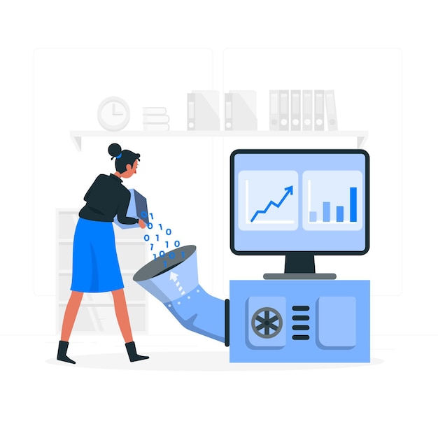 Vector gratuito ilustración del concepto de procesamiento de datos