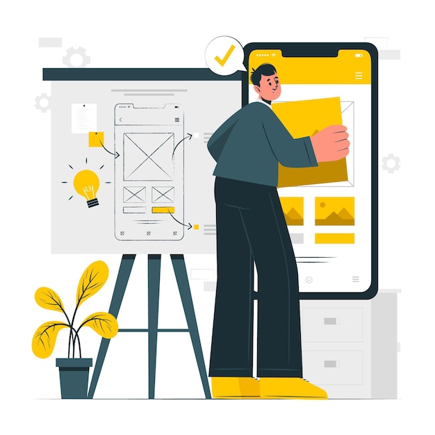 Ilustración del concepto de proceso de creación de prototipos