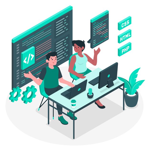 Ilustración del concepto de programación en pareja
