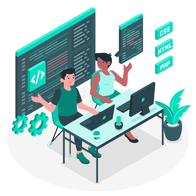 Ilustración del concepto de programación en pareja