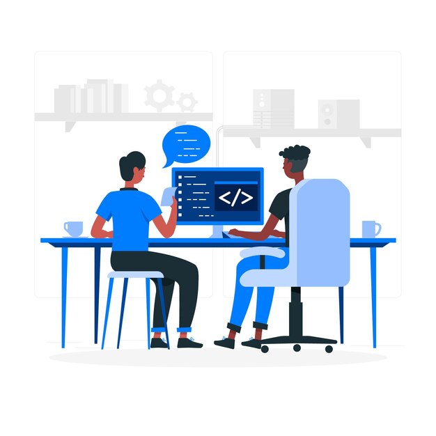 Ilustración del concepto de programación en pareja