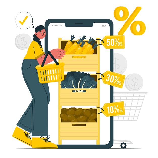 Ilustración del concepto de promoción de comestibles