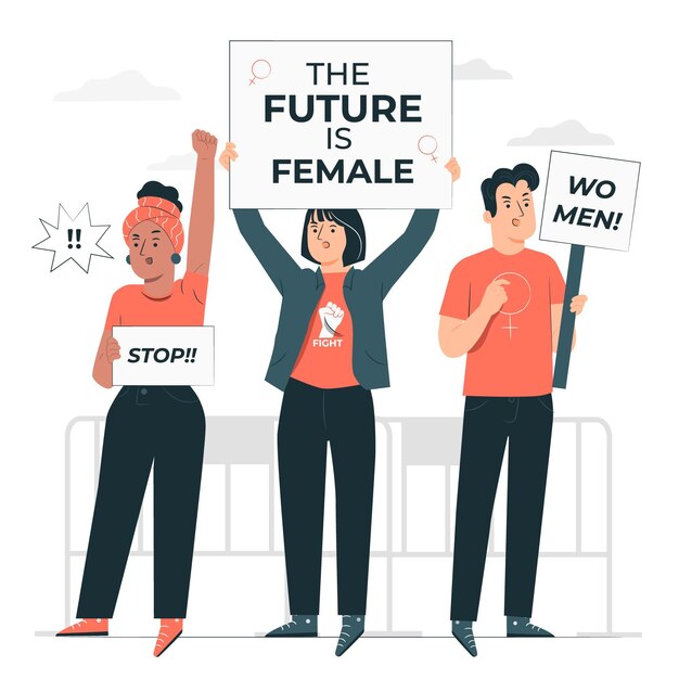 Ilustración del concepto de protesta del día de la mujer
