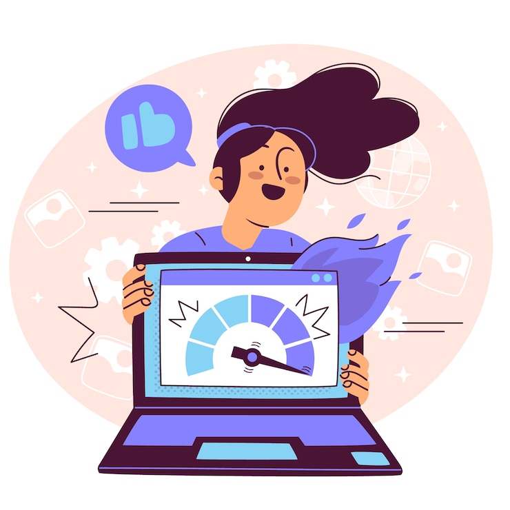 Vector gratuito ilustración del concepto de prueba de velocidad