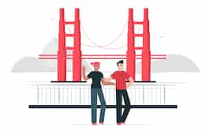 Vector gratuito ilustración del concepto de puente golden gate