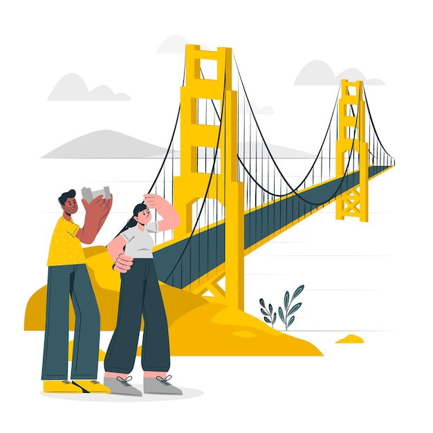 Ilustración de concepto de puente golden gate