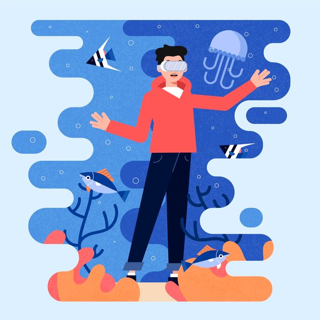 Ilustración del concepto de realidad virtual