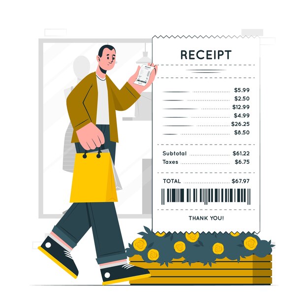 Ilustración del concepto de recibo