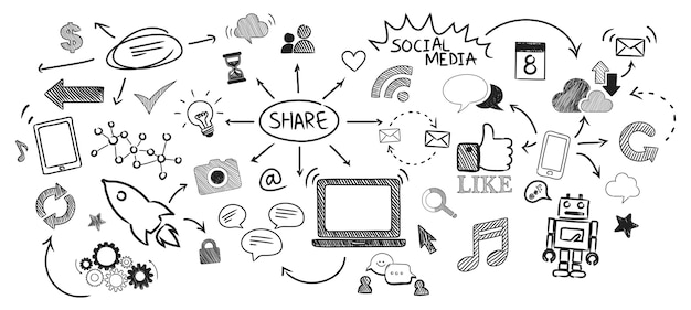 Ilustración del concepto de las redes sociales