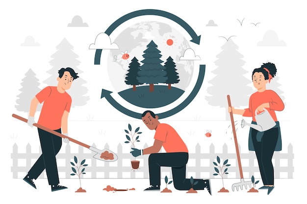 Vector gratuito ilustración del concepto de reforestación