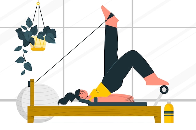 Ilustración del concepto de reformador de pilates