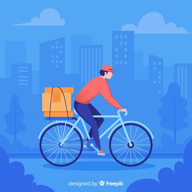 Vector gratuito ilustración concepto reparto en bicicleta dibujada a mano