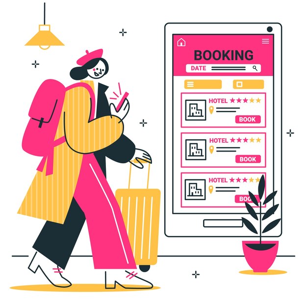 Ilustración del concepto de reserva de hoteles