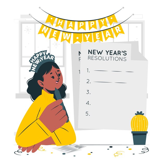 Ilustración de concepto de resoluciones de año nuevo