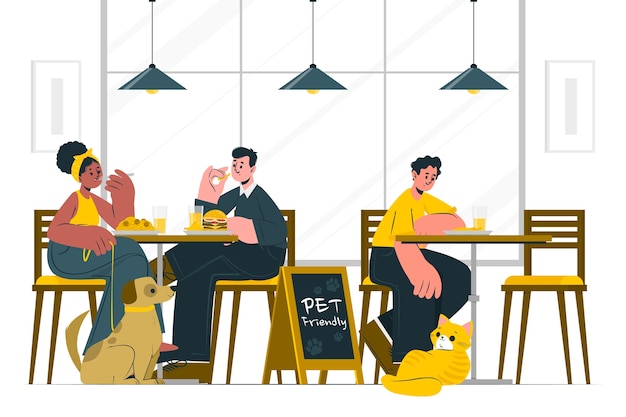 Vector gratuito ilustración del concepto de restaurante apto para mascotas
